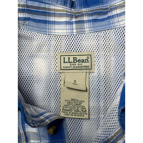 L.L.Bean Shortsleeve Plaid Button Down Shirt - Picture 3 of 4
